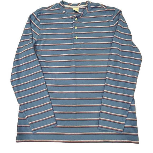 Brooks Brothers 1818 Blue Striped Cotton Pique Henley L - Picture 3 of 9